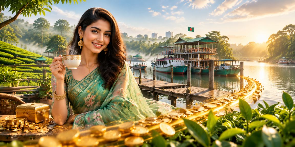 খুলনার চা বাগানের পাশে একজন খেলোয়াড় ক্যাসিনো গেম উপভোগ করছেন