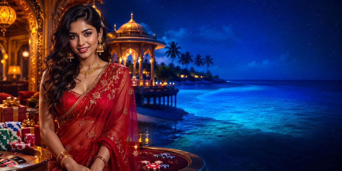 সেন্ট মার্টিনে শাড়ি পরিহিতা একজন ব্যবহারকারী ক্যাসিনো অ্যাপে ভাউচার ব্যবহার করছেন